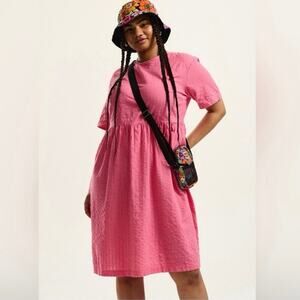 Lucy & Yak Mia Organic Cotton Dress Size 12 Sweet Pink NWT